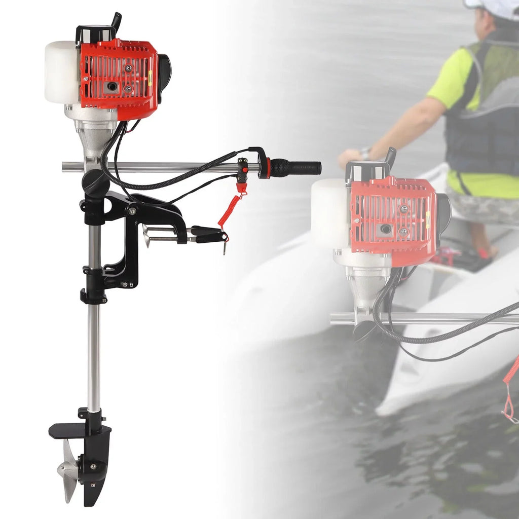 2-Sizetroke 2.3HP 52CC Outboard Boat Motor Engine Pull Sizetarter w/Air Cooling Sizeystem