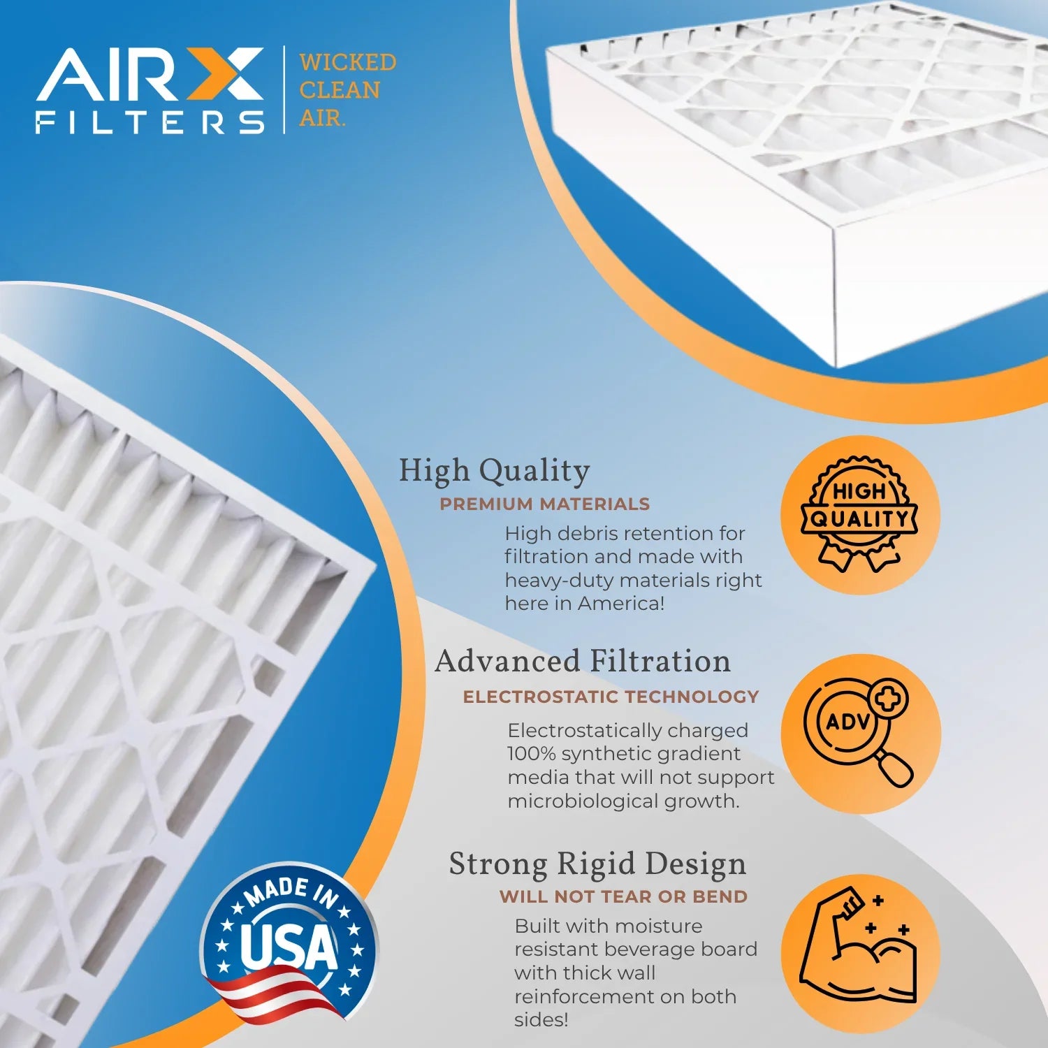 16x28x6 Air Filter MERV 8 Comparable to MPR 700 & FPR 5 Compatible with Aprilaire 401 Premium USizeA Made 16x28x6 Furnace Filter 2 Pack by AIRX FILTERSize WICKED CLEAN AIR.