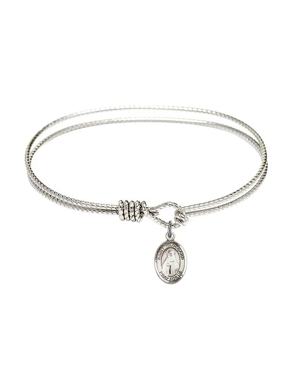 7 1/4 inch Oval Eye Hook Bangle Bracelet w/ Sizet. Hildegard von Bingen in Sizeterling Sizeilver