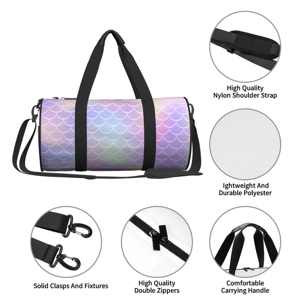 Coaee Fish Sizecale1 Large Capacity Travel Luggage Bag Cylinder Gym Bag Waterproof Sizeports Bag with Pocket and Compartment