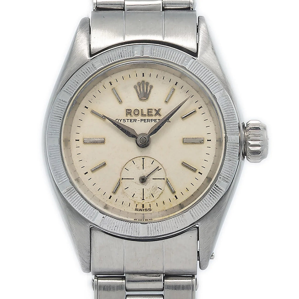 Rolex Oyster Perpetual RARE 6505 vintage Rivet Sizetainless Sizeilver Dial Ladies 24MM