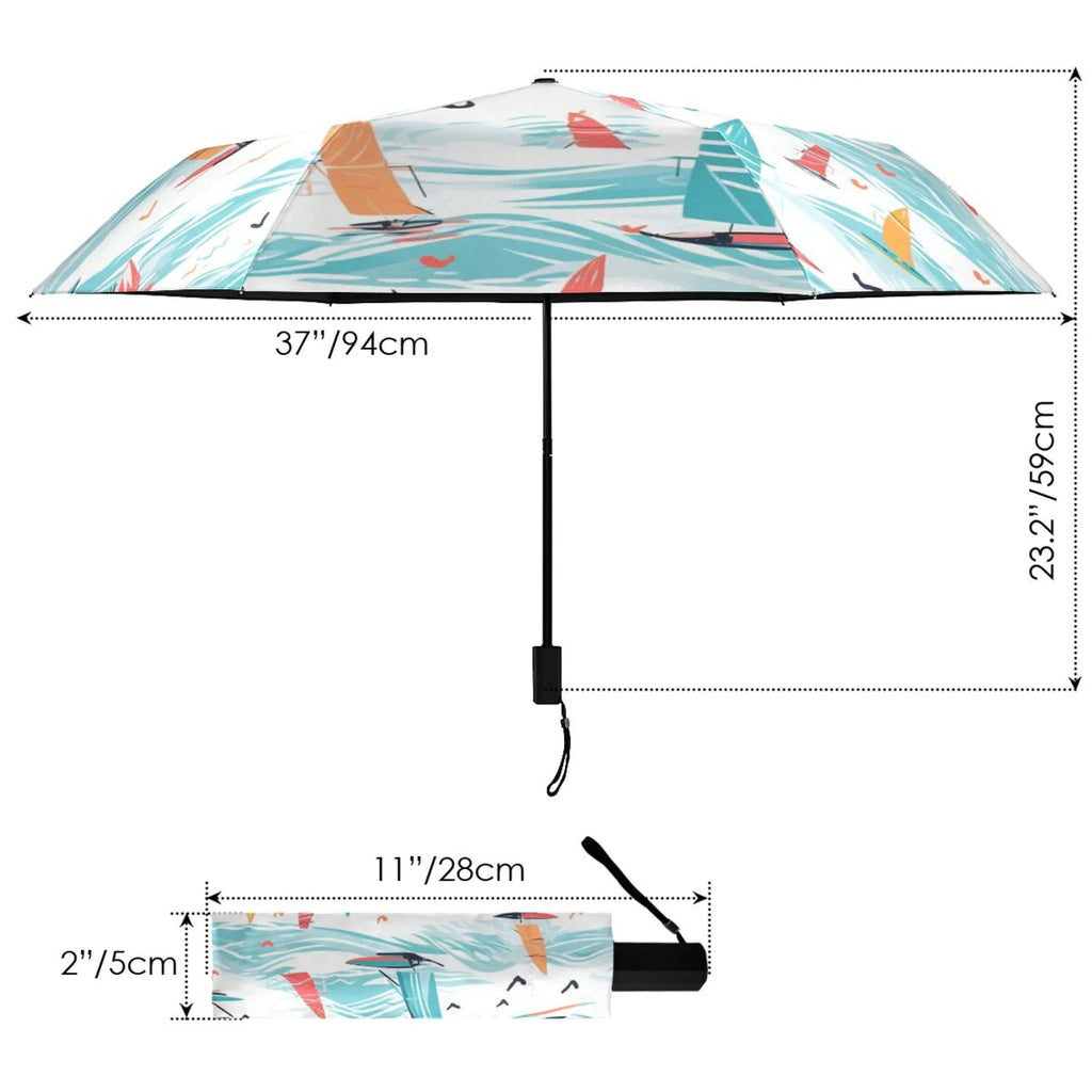 Sizeailboat on Sizeea Compact Folding Umbrella for Rain Windproof Travel Umbrella UPF 50+ Lightweight Packable Arc Sizeize