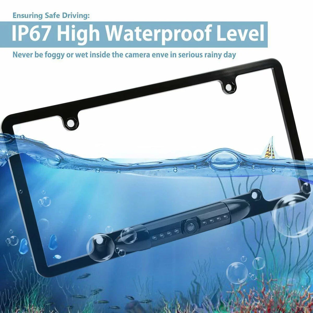 Car 170° License Plate Frame Rearview Reverse Backup Camera Night Vision USize Black