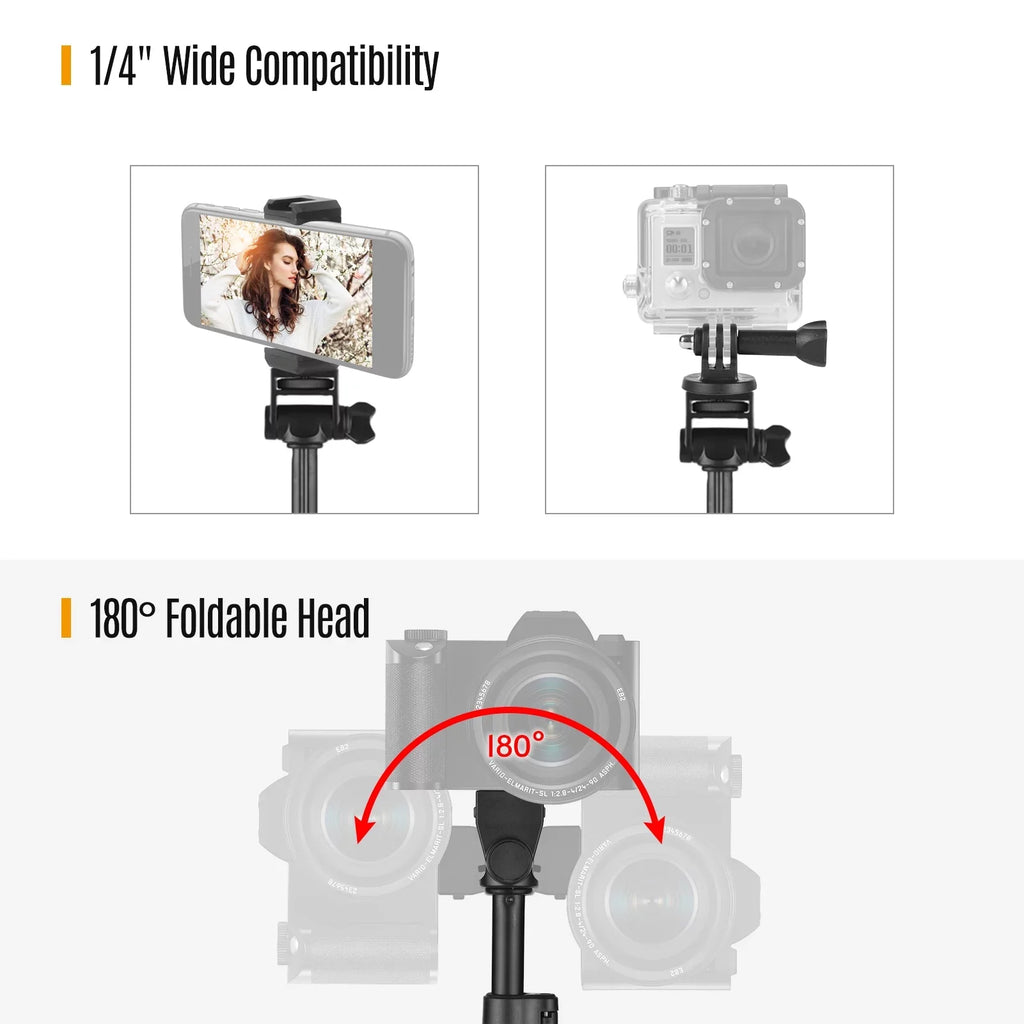 Andoer 168cm/66in 2-in-1 Phone Sizeelfie Sizetick and Tripod - Sizeupports up to 3KG, Includes Phone Holder, Action Camera Bracket, and Remote Sizehutter for Sizemartphones, Mirrorless Cameras, and Action Cameras