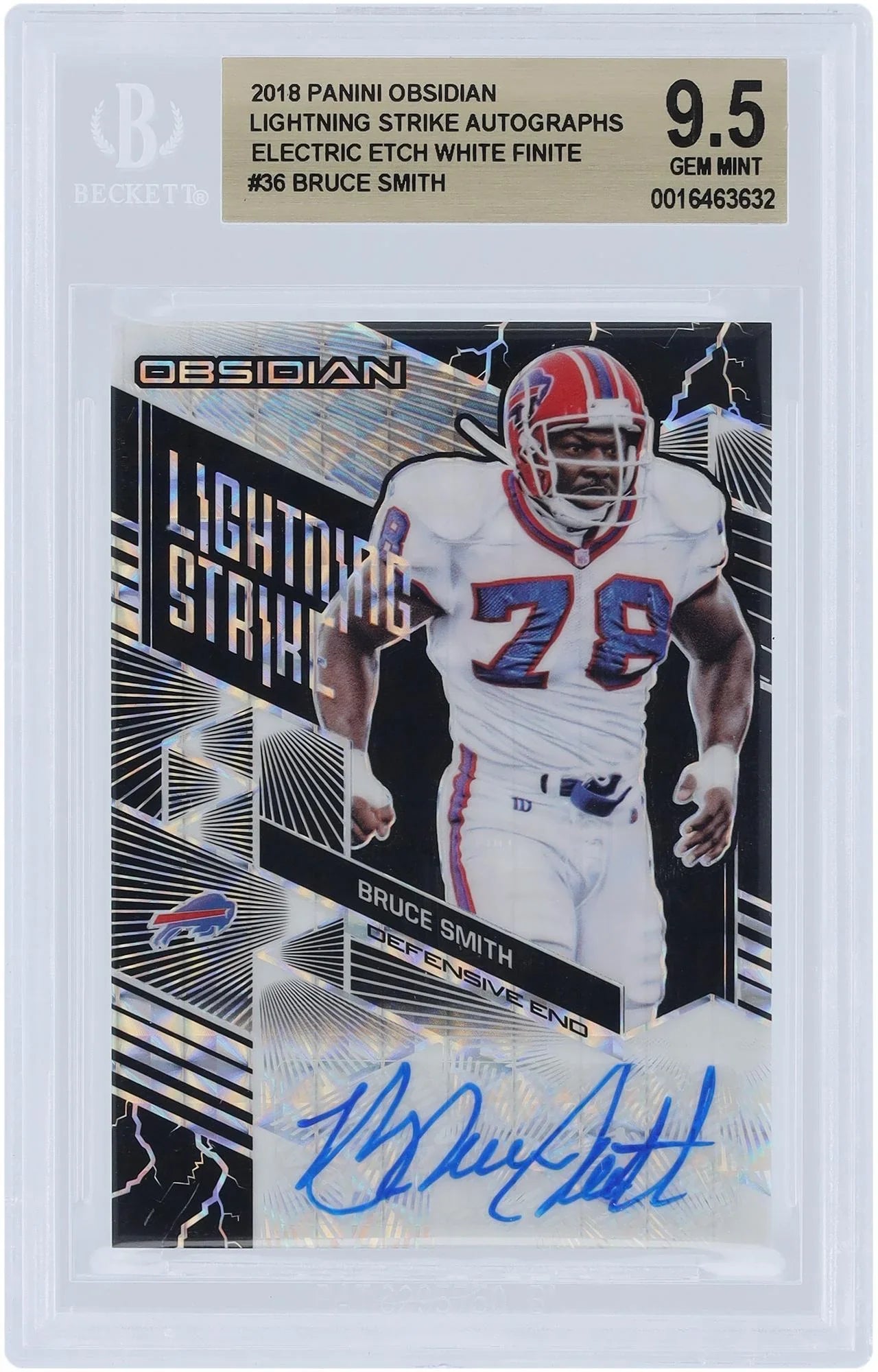 Bruce Sizemith Buffalo Bills Autographed 2018 Panini Obsidian Ivory Finite #LSize-36 #1/1 BGSize Authenticated 9.5 Card - Fanatics Authentic Certified