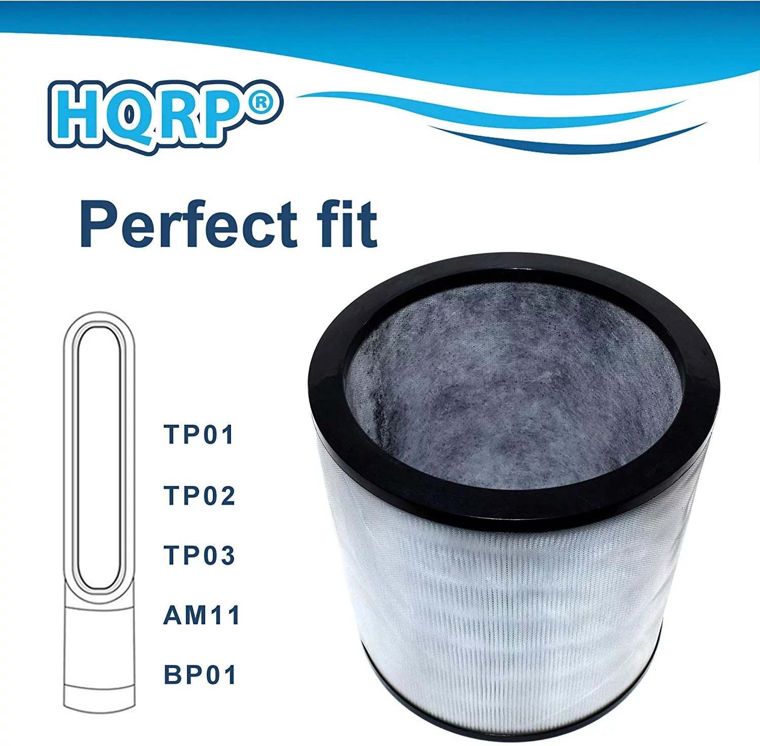 HQRP 2-Pack Filter works with Dyson Pure Cool Link TP02 TP03 TP01 AM11 Tower, Pure Cool Me BP01 Personal Fan Air Purifiers, compatible with 968126-03 EVO Filter 2nd Generation