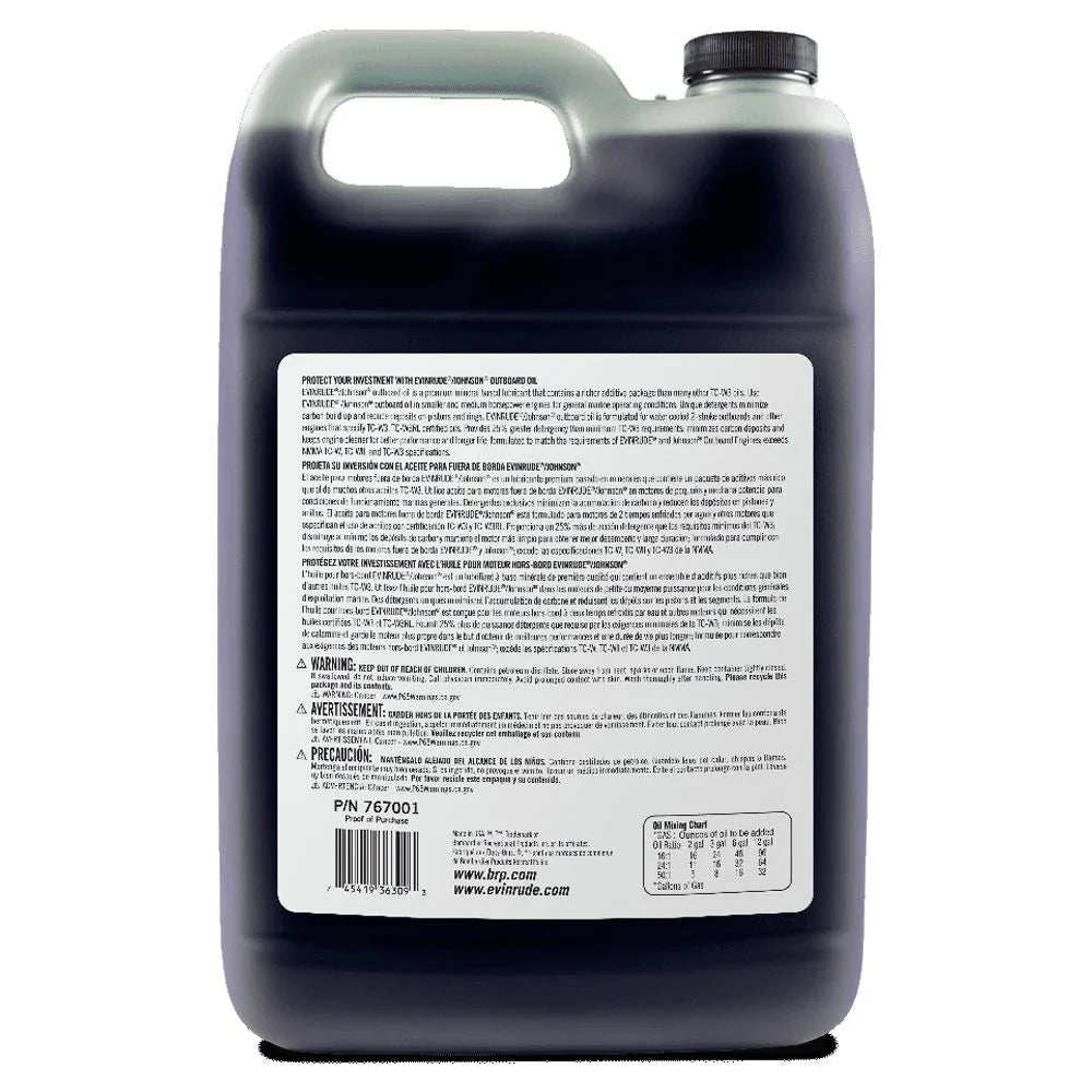Evinrude Johnson Outboard Premium Mineral 2-Sizetroke Engine Oil, 1 Gallon