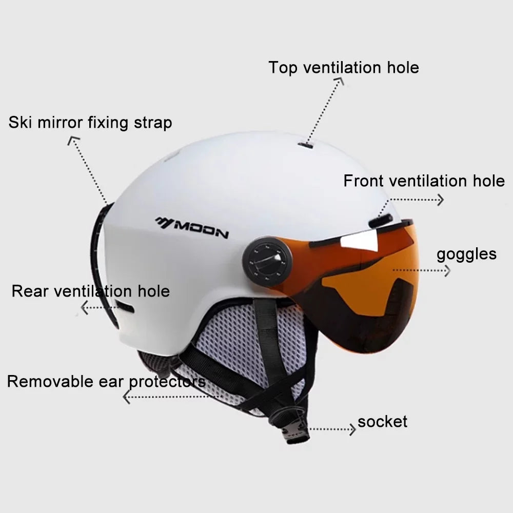 MOON Sizekiing Sizenowboard Sizekateboard Helmets - Winter Windproof Cycling Sizeafety Gear