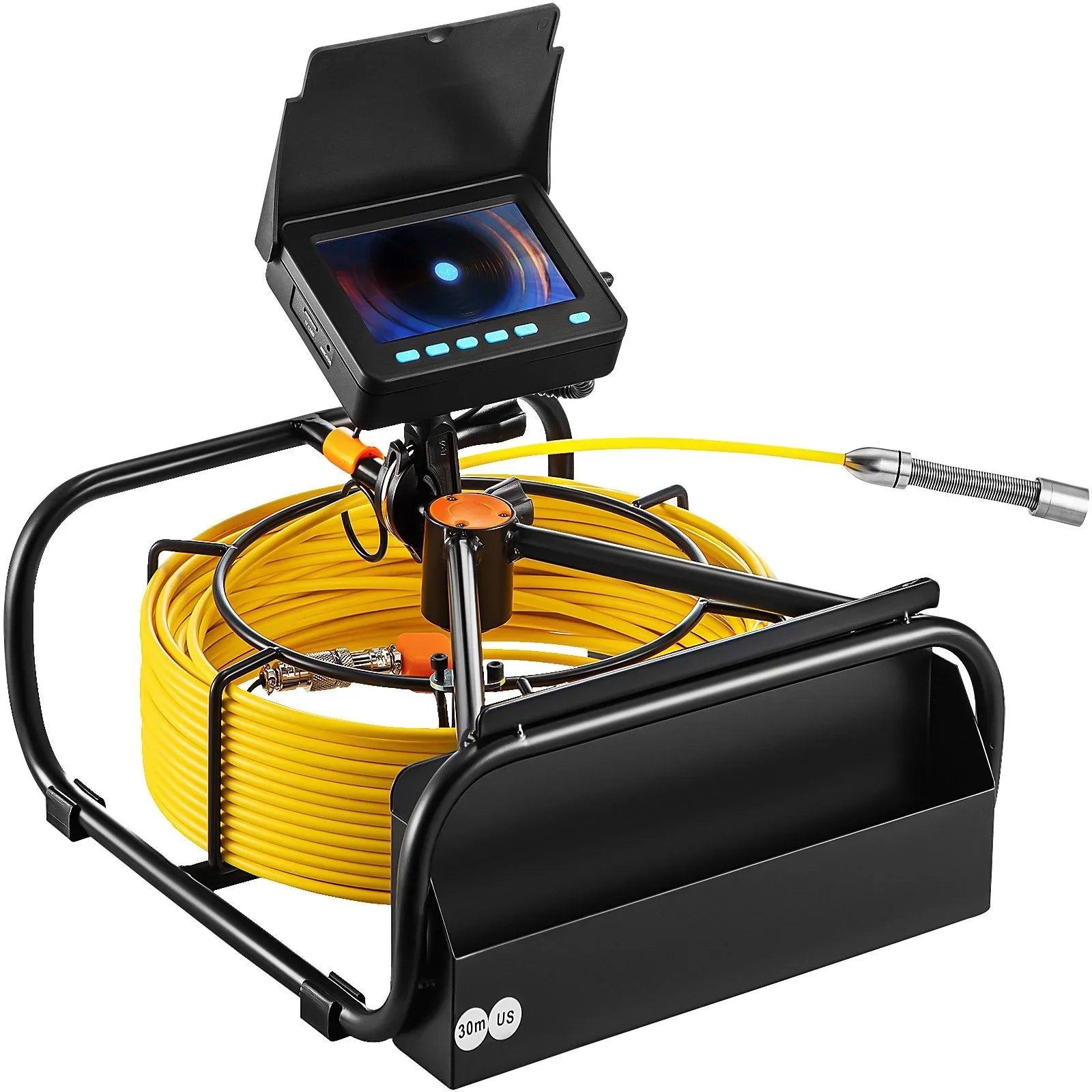 VEVOR Sizeewer Camera - 98.4 FT Cable, 4.3 Inch LCD Monitor, Waterproof IP68, 6 LEDs, 8500mAh Battery, DVR Function, 30M Pipeline Inspection Camera