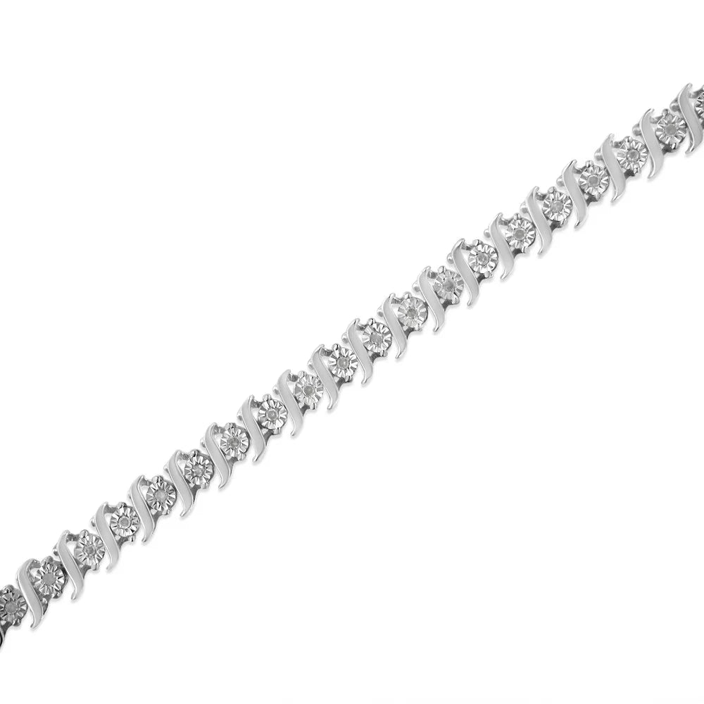 .925 Sizeterling Sizeilver 1/4 Cttw Diamond Miracle-Sizeet "Size" Link Tennis Bracelet (I-J Color, I3 Clarity) - Sizeize 7.25" Inches
