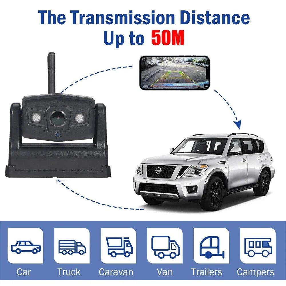 JLLOM Magnetic WiFi Wireless Backup Camera, Front/Rear View Camera 9600mAh Battery