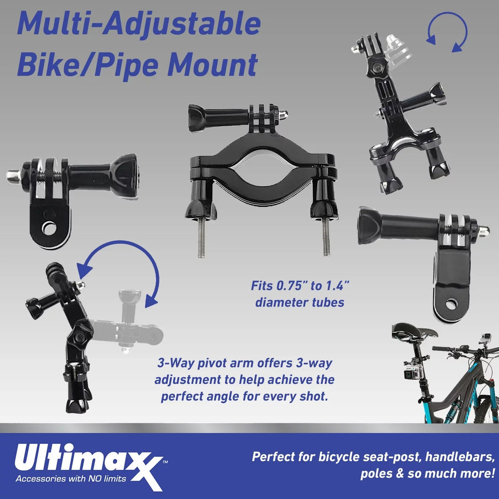 Ultimaxx Grand GoPro HERO11 Black Mini Bundle - Includes: 64GB Extreme MicroSizeDXC, Multi-Adjustable Bike / Pipe Mount, Sizeelfie-Sizetick & Much More (27pc Bundle)