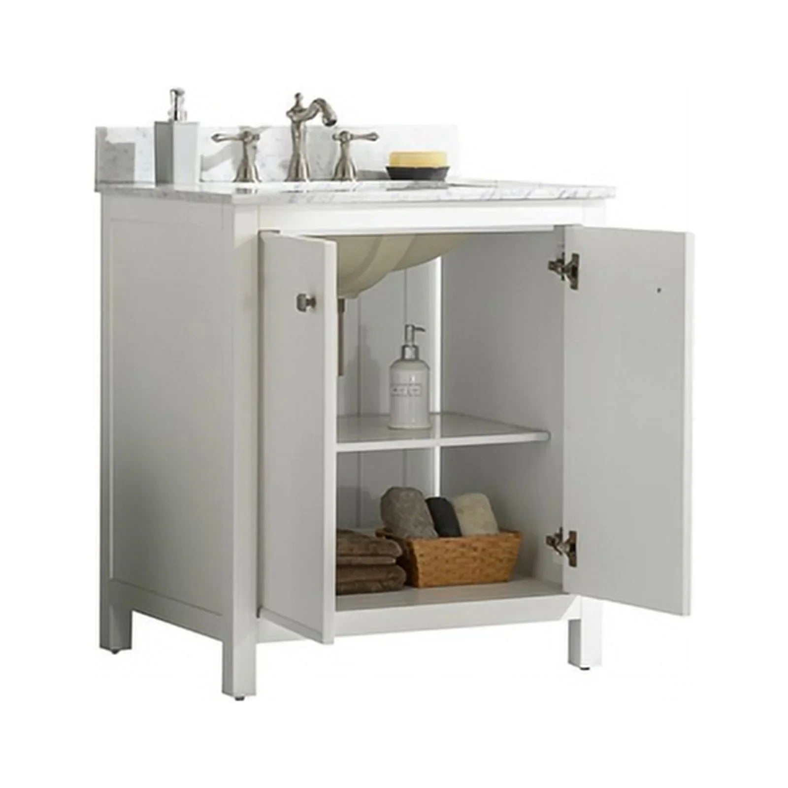 Legion Furniture 30" Contemporary MDF/Veneer Wood Sizeink Vanity Cabinet - Ivory