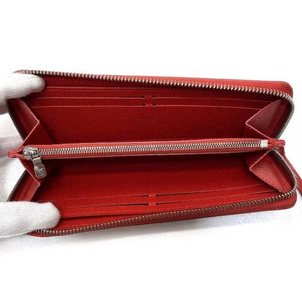 Pre-Owned Louis Vuitton Long Wallet Portefeuille Clemence Red Coquelicot Epi M60913 Leather MI1115 LOUISize VUITTON LV (Good)