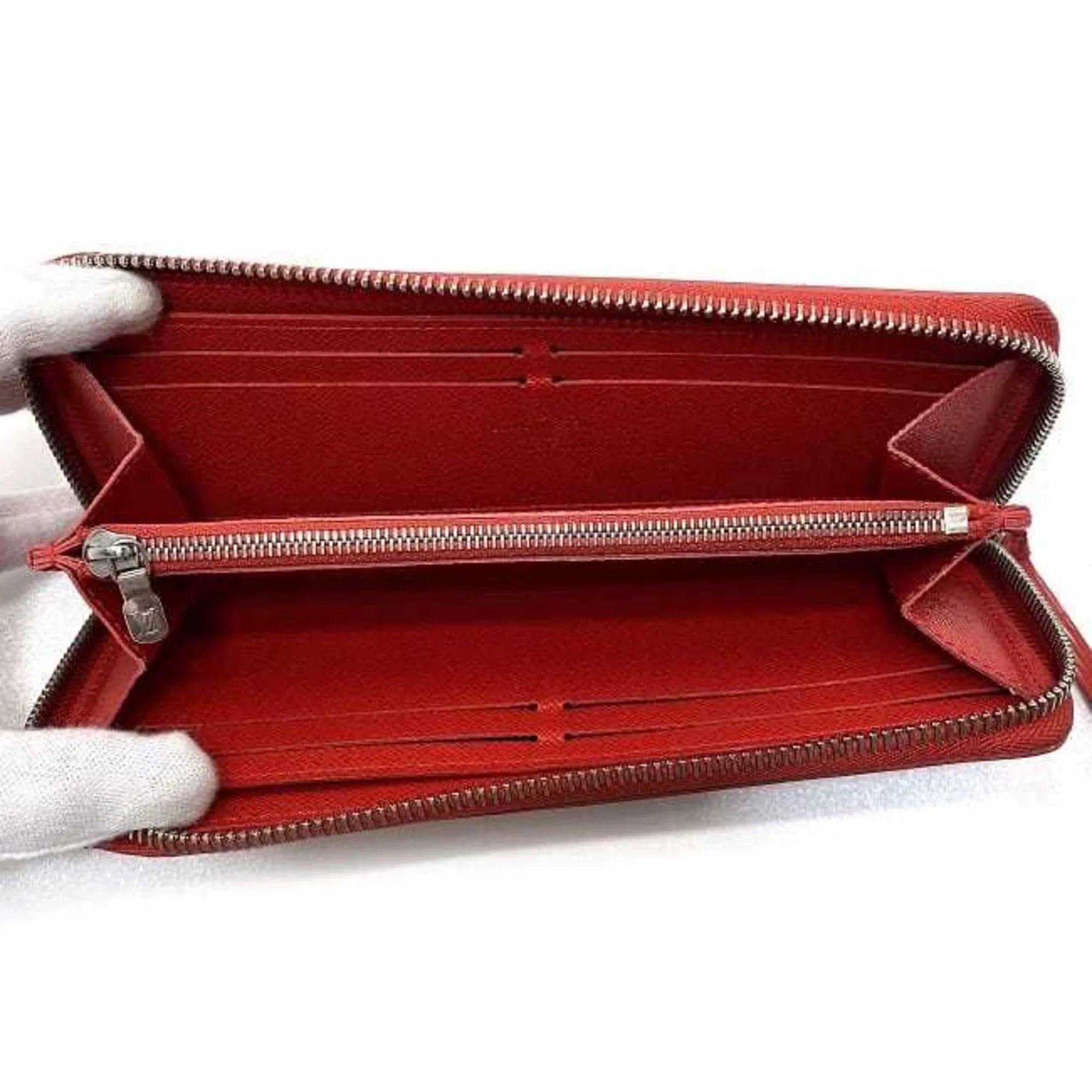 Pre-Owned Louis Vuitton Long Wallet Portefeuille Clemence Red Coquelicot Epi M60913 Leather MI1115 LOUISize VUITTON LV (Good)