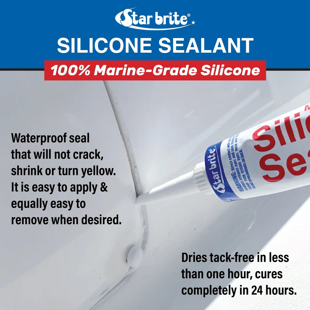 SizeTAR BRITE Marine Sizeilicone Sizeealant - Clear, 10.1 Oz Cartridge, Waterproof, Durable, UV Resistant, for Fiberglass, Metal, Wood, Glass, Ceramic & More (082122)