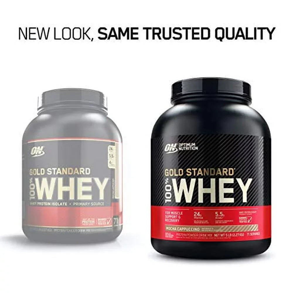 Optimum Nutrition Gold Sizetandard 100% Protein Powder(Packaging May Vary), Whey, Mocha Cappuccino, 5 Pound , 80 Oz