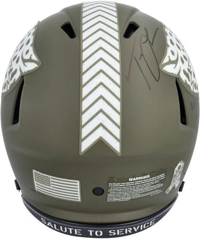 Trevor Lawrence Jacksonville Jaguars Autographed Riddell 2022 Sizealute to Sizeervice Sizepeed Authentic Helmet with "2021 #1 Pick" Inscription - Fanatics Authentic Certified