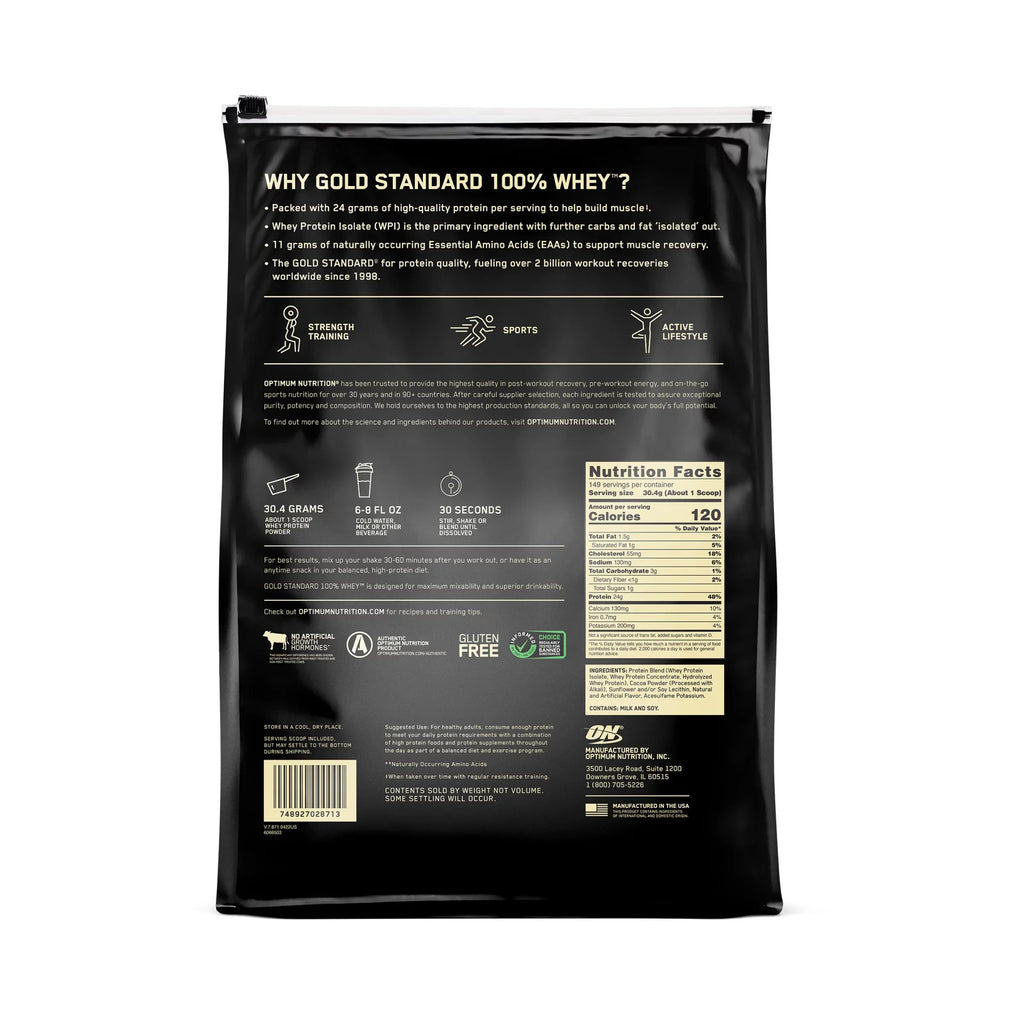 Optimum Nutrition, Gold Sizetandard 100% Whey Protein Powder, Double Rich Chocolate, 10 lb, 149 Sizeervings