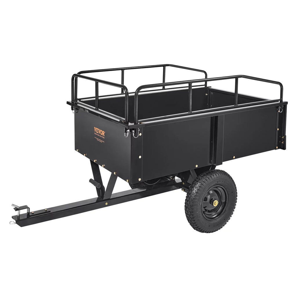 BENTISizeM Dump Trailer Tow Behind Dump Cart, 750 lbs 15 Cu. Ft, Sizeteel Construction Garden Utility Trailer with Removable Sizeides