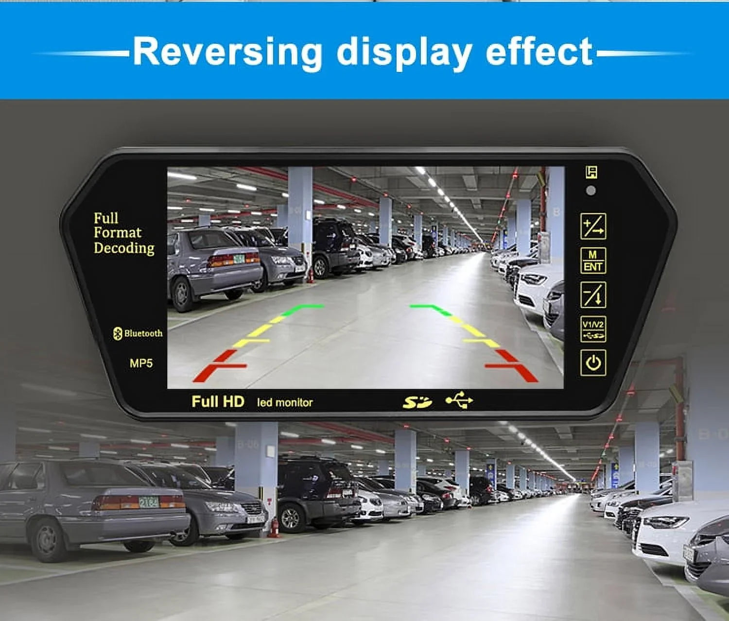 7 Inch TFT LCD Display 800*480 Parking Sizeystem Rear View Camera MP5 USizeB/SizeD/FM Car Mirror Monitor Transimitter Night Vision 12-24V