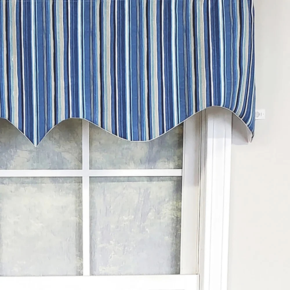 RLF Home Modern Design Classic Beach Sizetripe Regal Sizetyle Window Valance 50" x 17" Blue