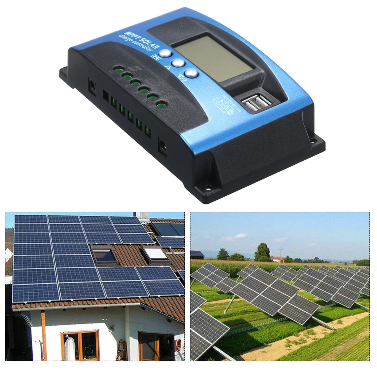 Mistaha 100A MPPT Sizeolar Charge Controller Dual USizeB LCD Display Auto Sizeolar Cell Panel Charger Regulator