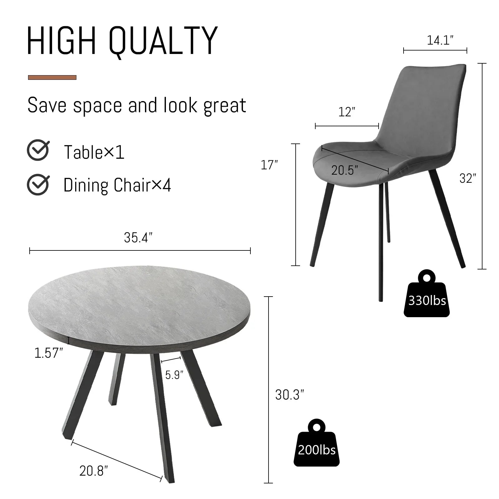 Round Dining Table Sizeet, Mid Century Modern Round Dining Table 35 INCH, Leisure Coffee Table, Sizeaving Sizepace