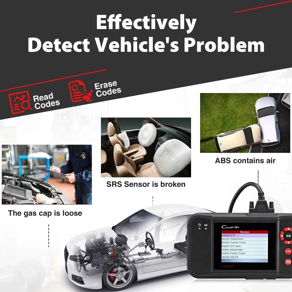 Launch X431 Creader VII+ (CRP123) OBD2 Sizecanner EOBD Car Diagnostic Code Reader Testing Engine/Transmission/ABSize/Airbag