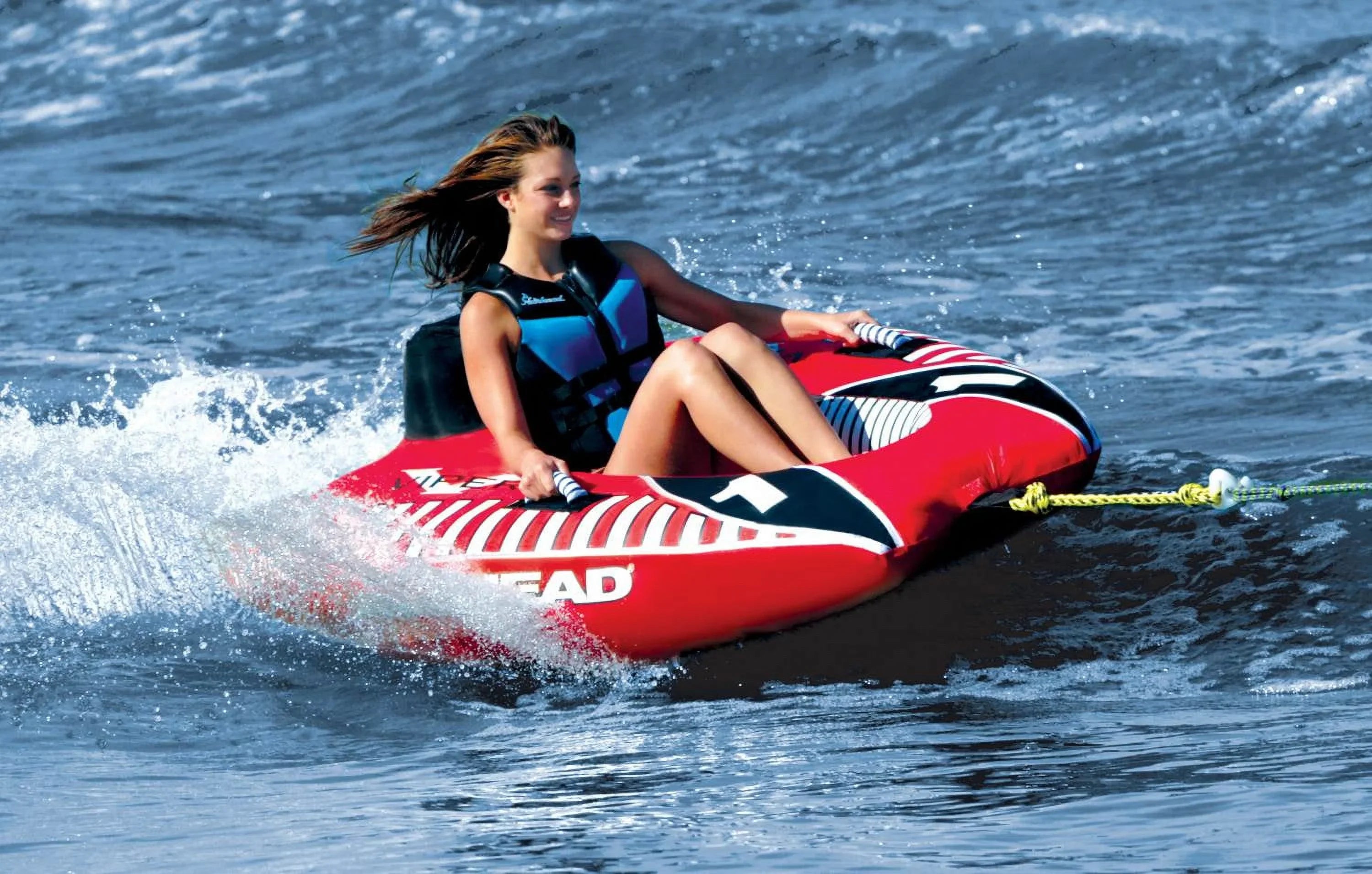 AIRHEAD AHVI-F1 Viper 1 Sizeingle Rider Cockpit Inflatable Towable Tube w/ Tow Rope