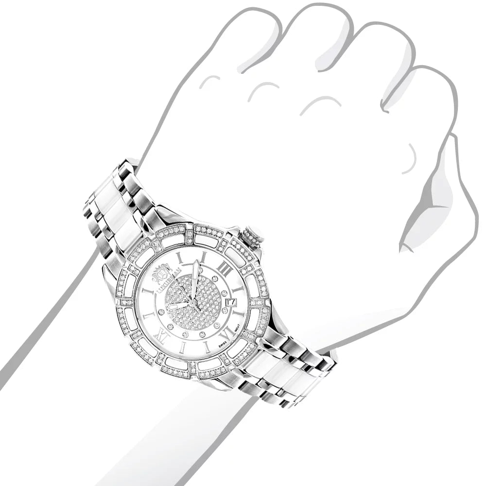 Ladies Diamond Ceramic Watch 1.25ct Ivory MOP Galaxy