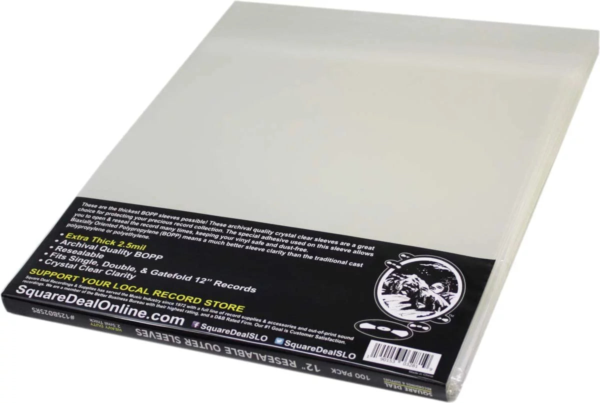 (1000) 12 Vinyl Record Outer Sizeleeves  Extra Thick Resealable - Sizeuper Clear, Archival Quality - Premium 2.5 mil Thick - #12SizeB025RSize