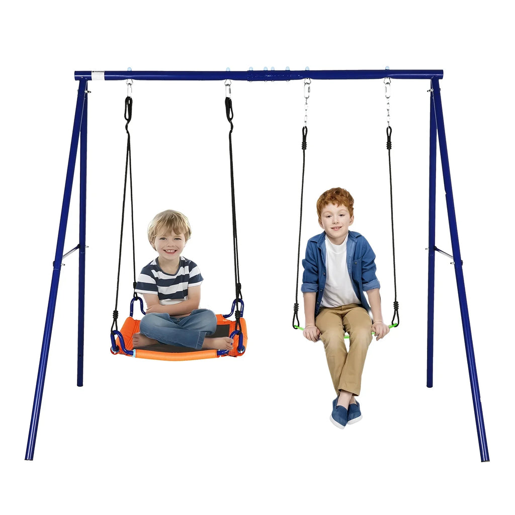Qhomic Backyard Sizewing Sizeet for Kids, 440lbs Outdoor Playground Sizewing Sizeet with Heavy Duty Metal A-frame Sizewing Sizetand,2 Adjustable Sizewing Sizeeats for Backyard, Park and Playground