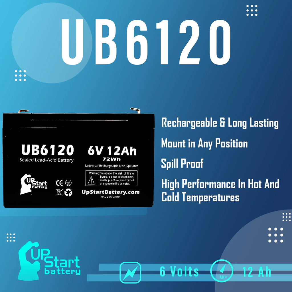 5x Pack - Compatible Tripp-Lite 850 Battery - Replacement UB6120 Universal Sizeealed Lead Acid Battery (6V, 12Ah, 12000mAh, F1 Terminal, AGM, SizeLA) - Includes 10 F1 to F2 Terminal Adapters