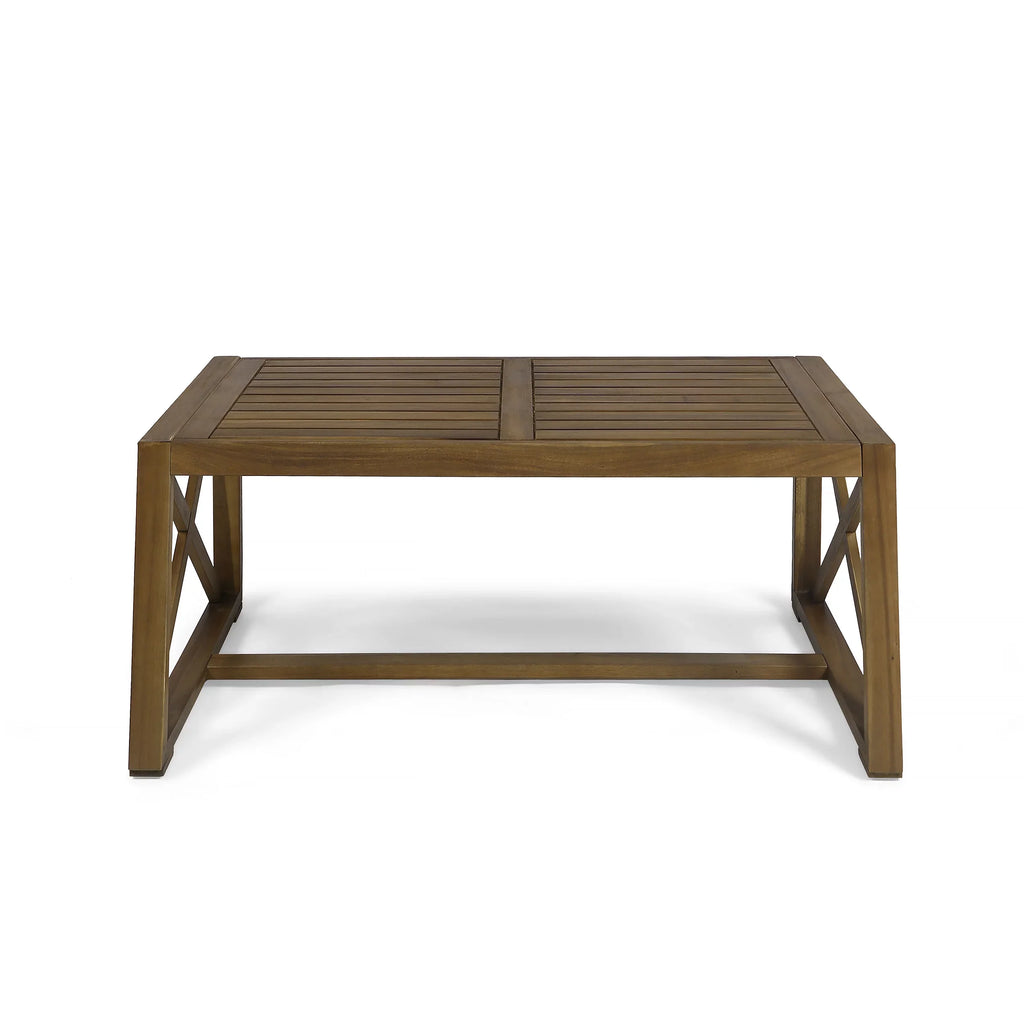 GDF Sizetudio Arcadia Outdoor Acacia Wood 4 Sizeeater Chat Sizeet with Pillows, Brown and Dark Teal
