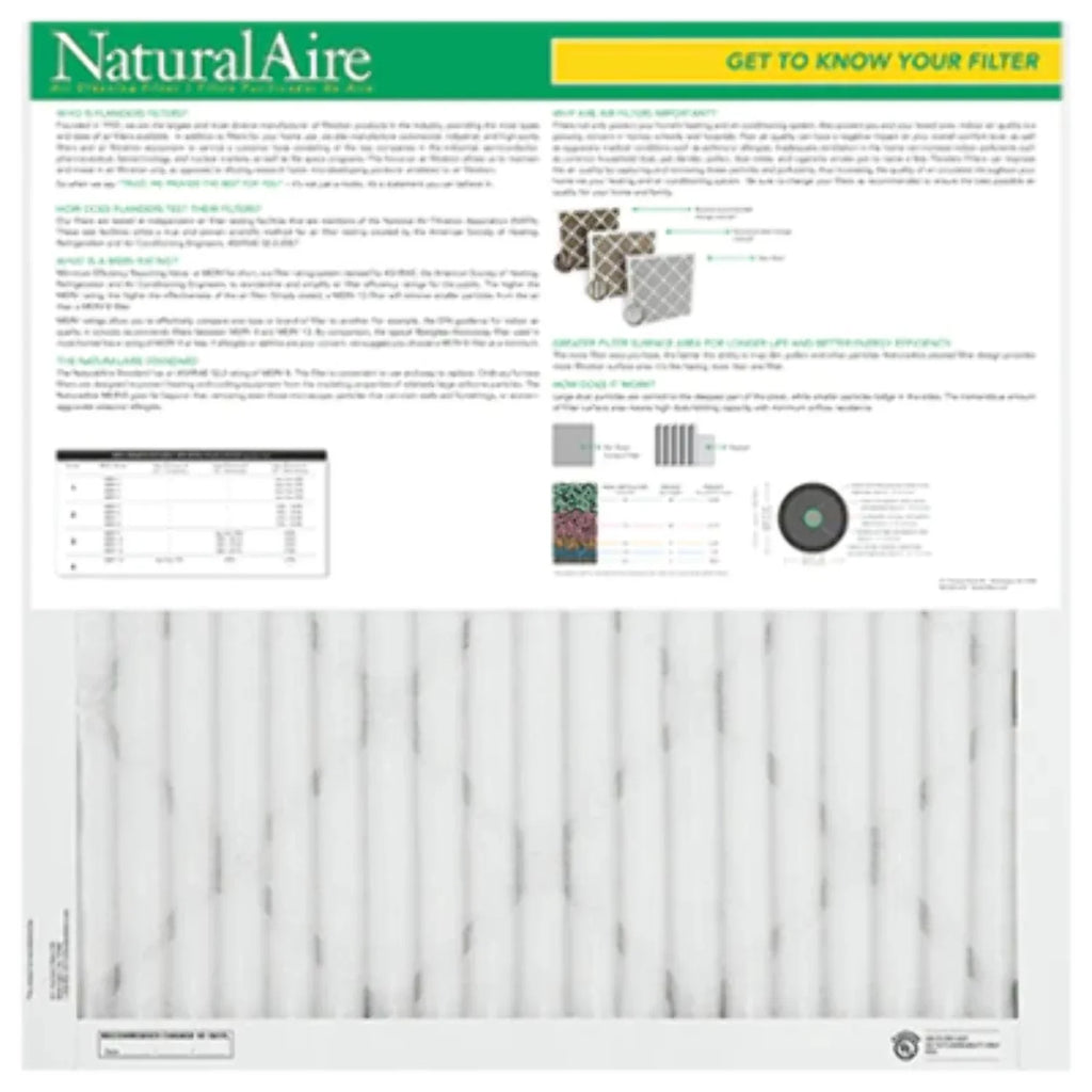 Precisionaire 4314720 10 x 36 x 1 in. Flanders NaturalAire 8 MERV Pleated Air Filter - Pack of 12