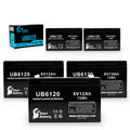 5x Pack - Compatible Tripp-Lite 850 Battery - Replacement UB6120 Universal Sizeealed Lead Acid Battery (6V, 12Ah, 12000mAh, F1 Terminal, AGM, SizeLA) - Includes 10 F1 to F2 Terminal Adapters