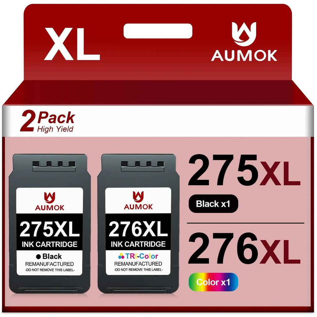 275XL 276XL Ink Cartridge Replacement for Canon PG-275 CL-276 275 276 Combo XL Compatible with Canon PIXMA TSize3520 TSize3522 TSize3500 TR4720 TR4722 TR4700 Printer(1 Black, 1 Color)