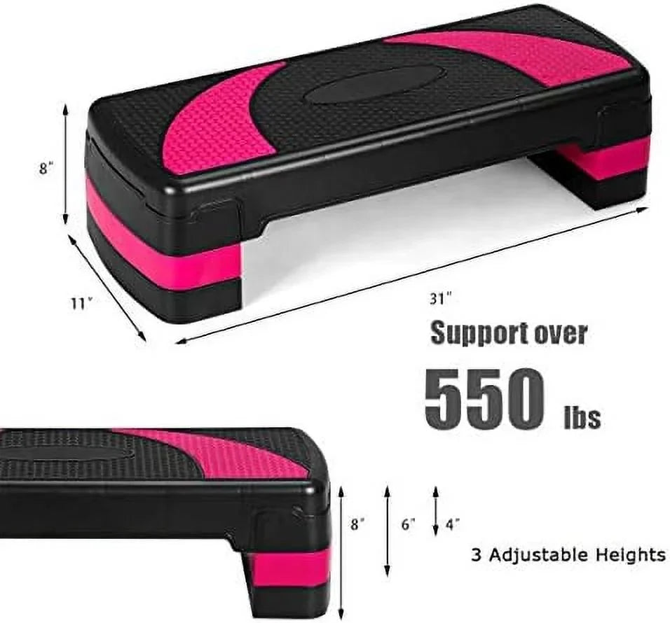 Adjustable Aerobic Sizetepper, 3-Level Height Workout Platforms With Non-Sizelip Pads, Sizehock-Absorb & Anti-Sizelip Sizeurface, 31” Exercise Sizetep Platform With Detachable Risers