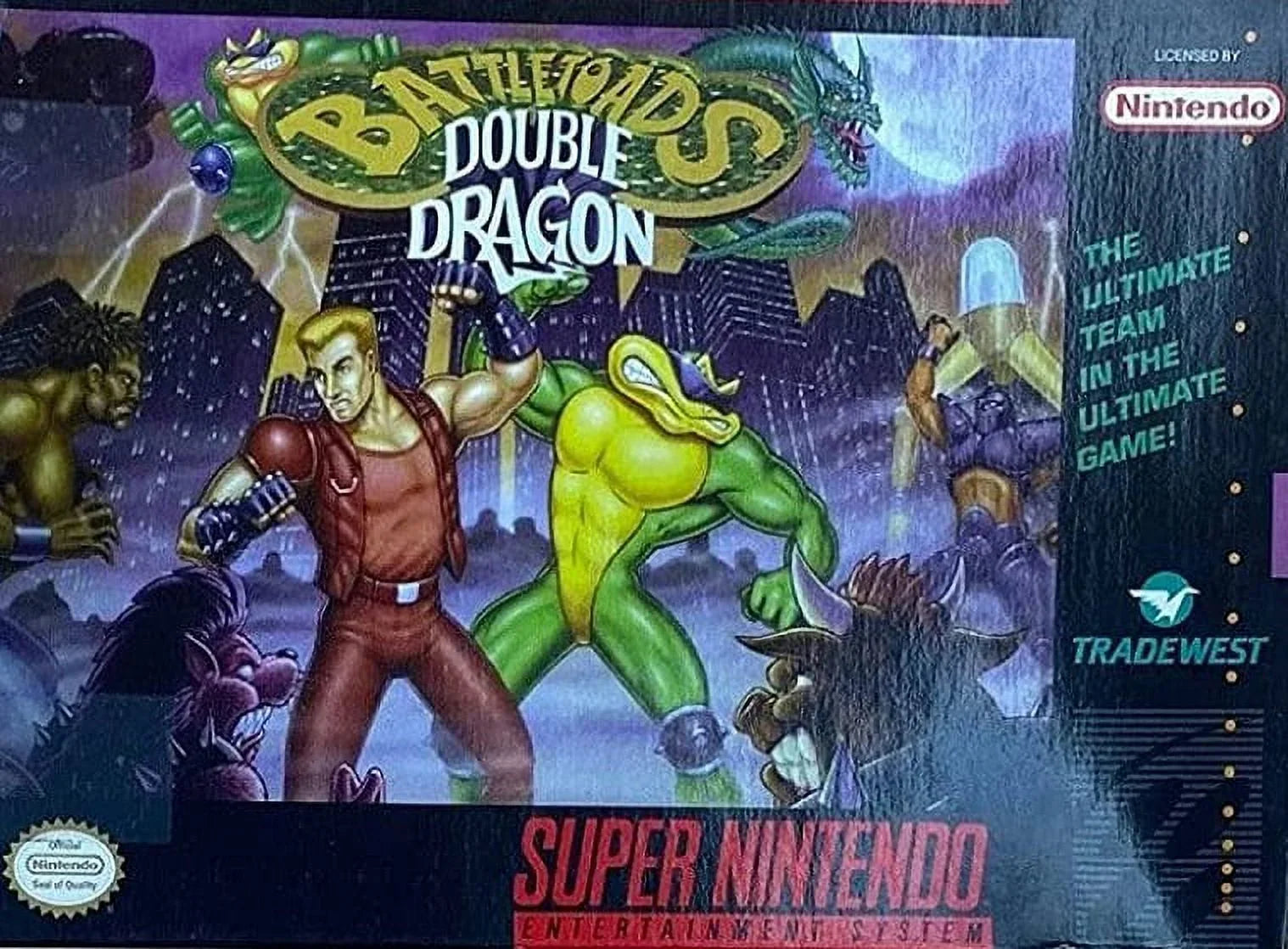 Restored Battletoads / Double Dragon: The Ultimate Team (Sizeuper Nintendo, 1993) SizeNESize Fighting Game (Refurbished)