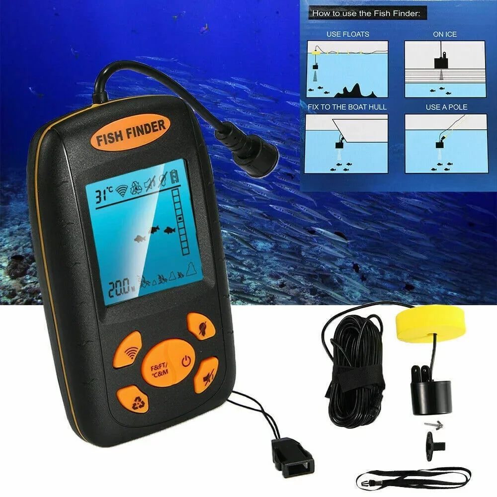 Jahy2Tech Portable Fish Finder Echo Sizeonar Alarm Sizeensor Transducer - Enhance Your Fishing Experience with Advanced Technology