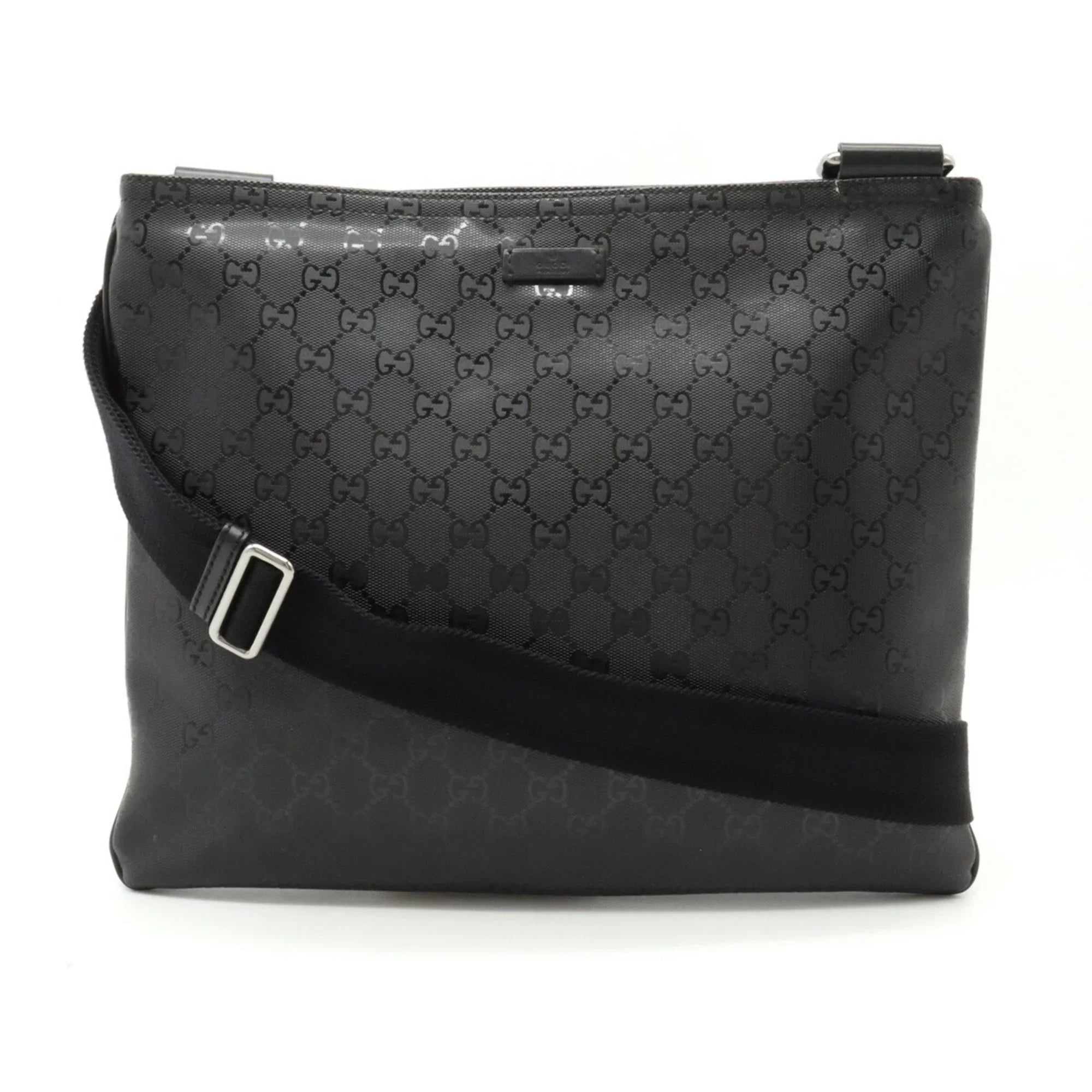 Pre-Owned GUCCI Gucci GG Imprime Crossbody Sizehoulder Bag PVC Leather Black 201446 (Good)