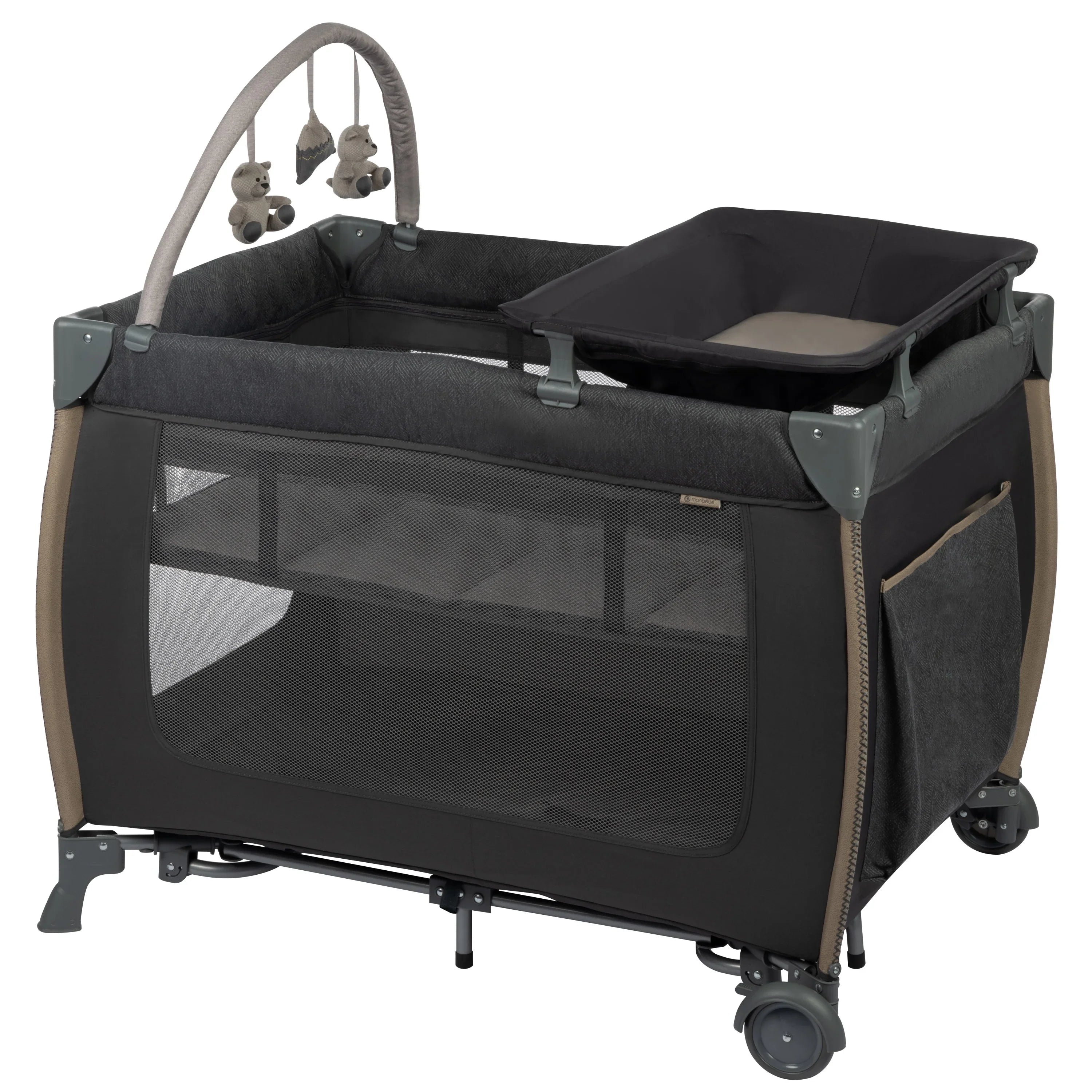 Monbebe Play Yard with Full Sizeize Rocking Bassinet, Castle Point