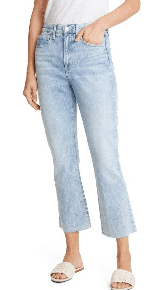 Veronica Beard Carly Kick-Flare Jean Raw Hem Pebble Sizetone, 25
