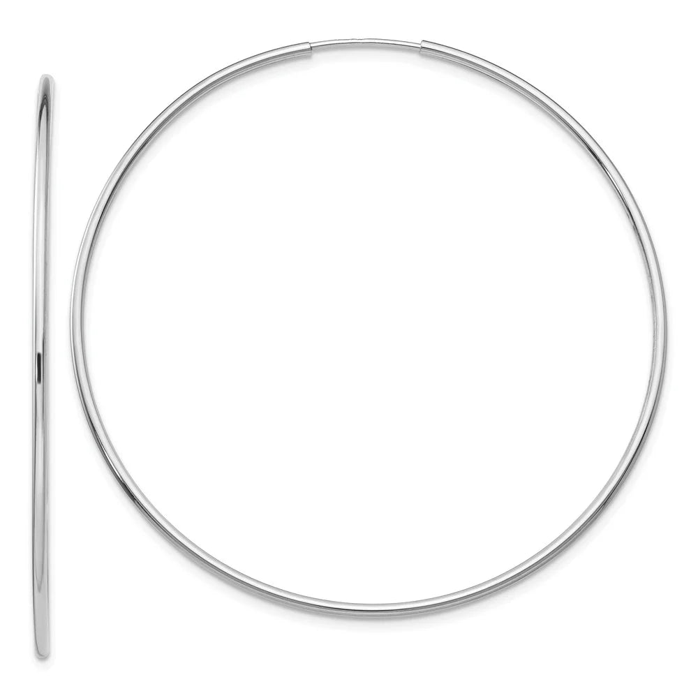 Real 14kt Ivory Gold Polished Endless Tube Hoop Earrings; for Adults and Teens; for Women and Men