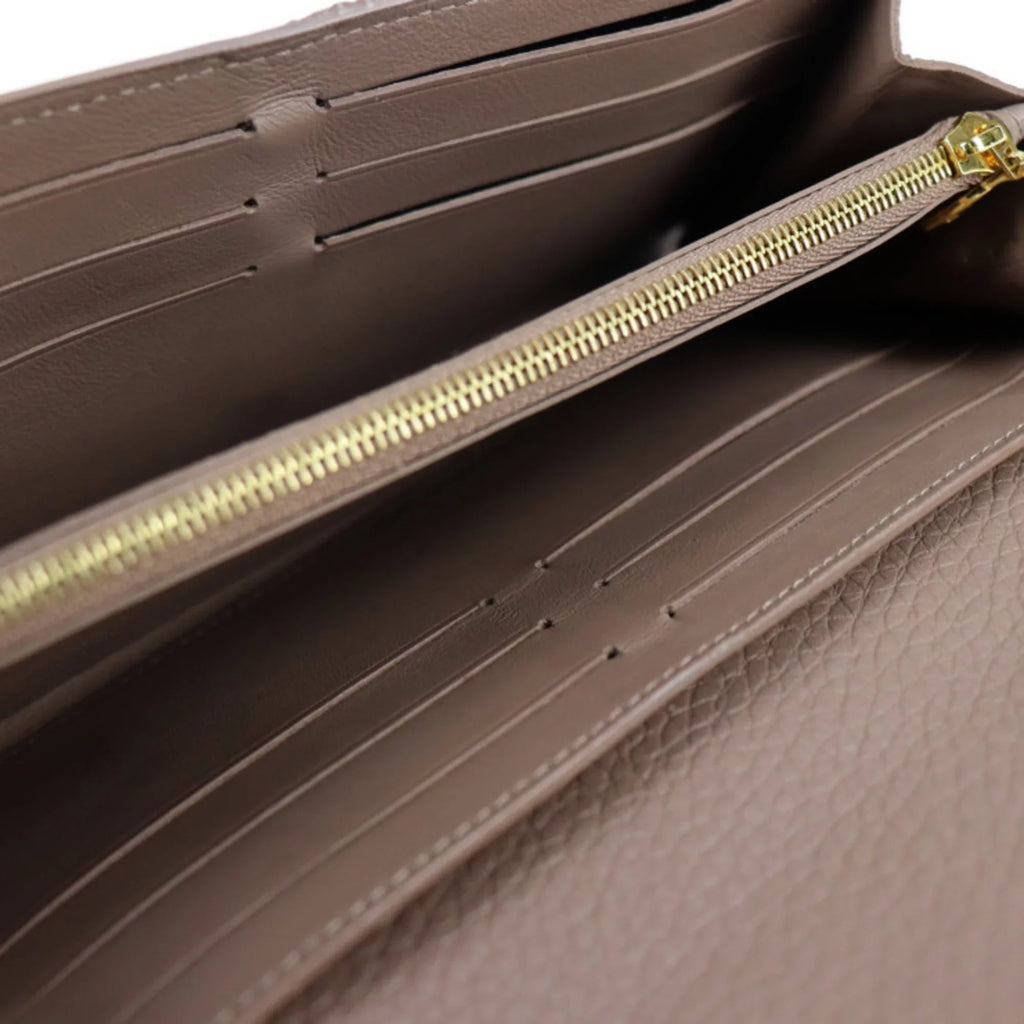 Pre-Owned LOUISize VUITTON Louis Vuitton Portefeuille Capucines Parnacea Long Wallet M62075 Taurillon Leather Taupe LV Logo Beige Gold Metal Fitting Genuine (Good)