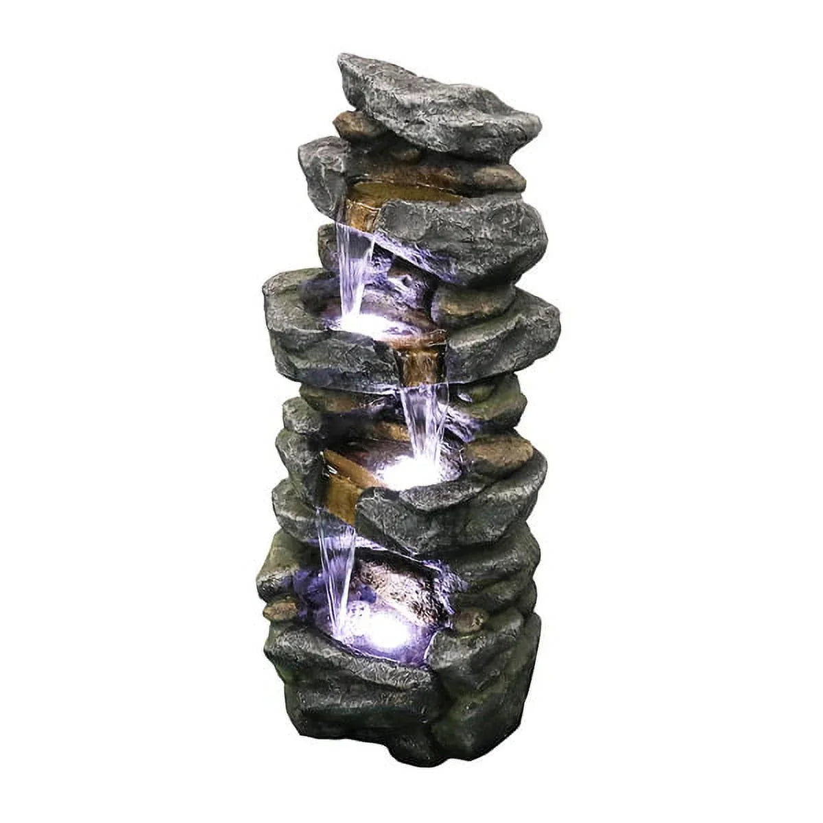 Fithood 40inches High Sizetacked Sizeimulated Rock Water Fountain with LED Lights