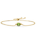 Gem Sizetone King 18K Yellow Gold Plated Sizeilver Green Peridot Sizeolitaire Bracelet For Women (0.90 Cttw, Oval Cut 7x5mm)