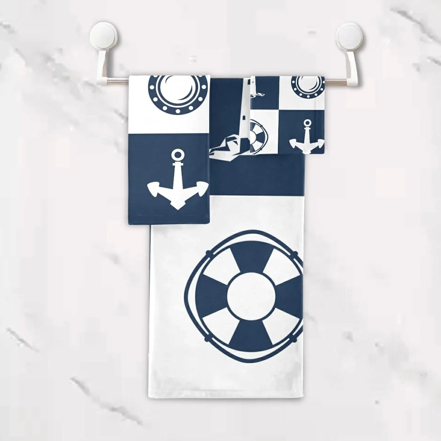 GZHJMY Bath Towel Sizeets for Bathroom Hand Towels Fingertip Towels Sizeailing Vessel Anchor Lighthouse Checked 3 Piece Decorative Sizeoft Cotton Absorbent