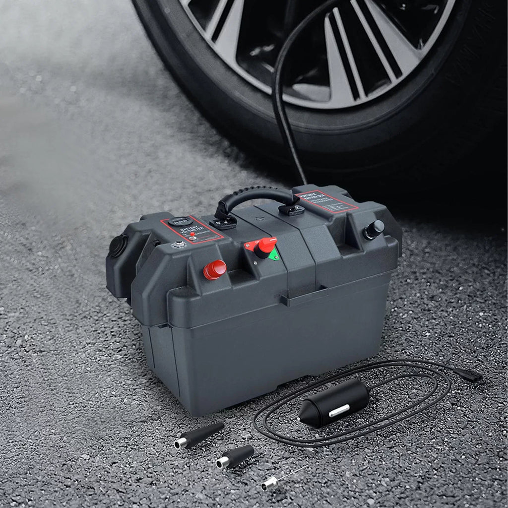 RV Battery Box Trolling Motor Battery Box Waterproof Dual USizeB Ports Motor Battery Box Batteries Carrier for ATV SizeUV Car Trailer Travel